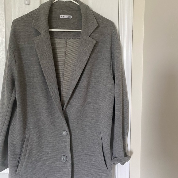 Dex Ribbed Boyfriend Blazer in Grey - Picture 7 of 7